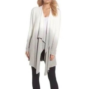 Barefoot Dreams Calypso Bamboo Chic Lite Soft Cream and Gray Waterfall Cardigan